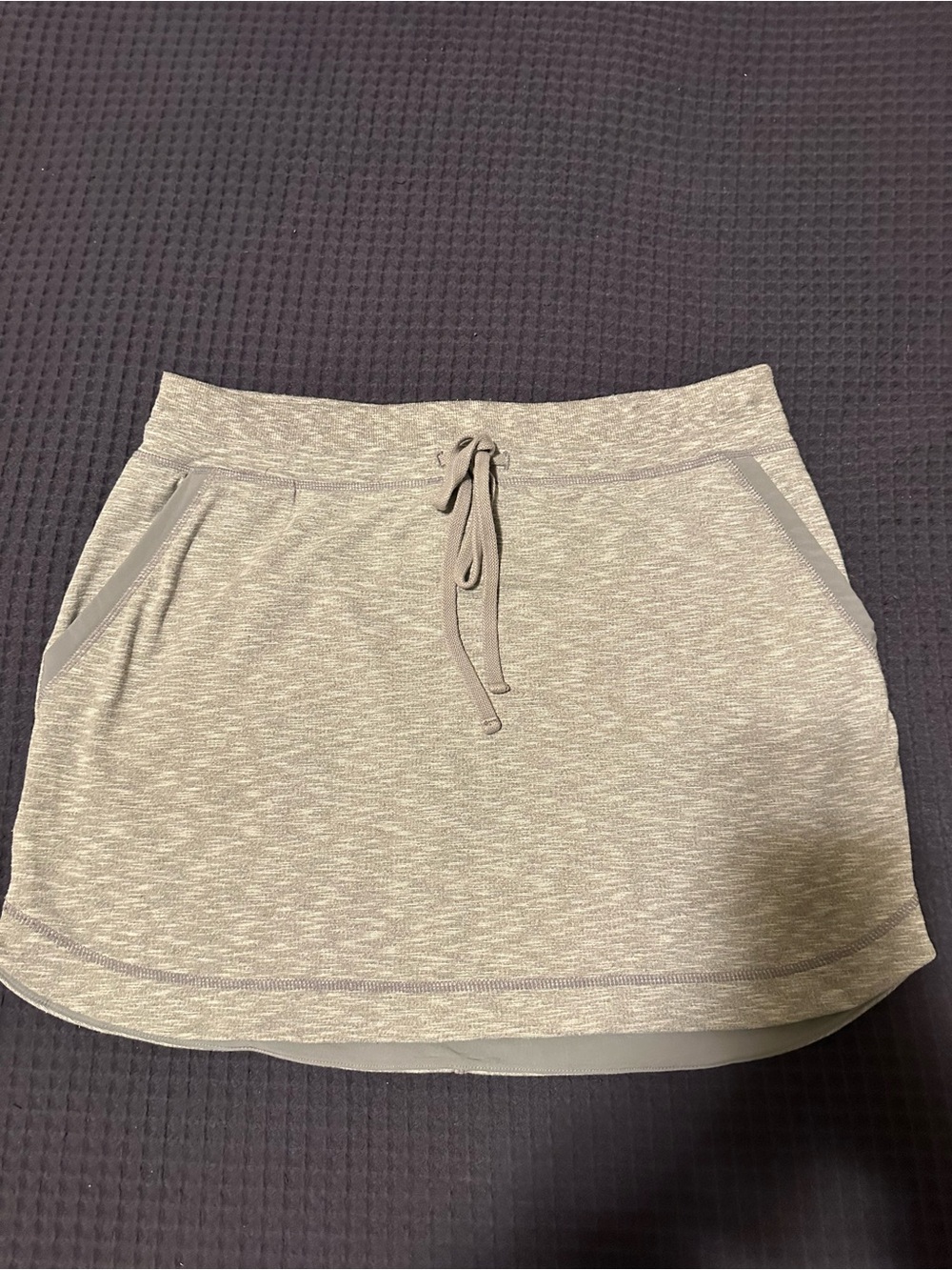 Athleta Heathered Drawstring Mini Skirt - Light Gray